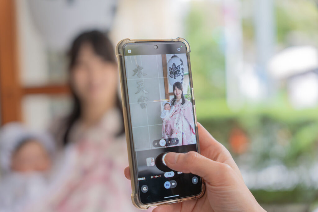 水天宮雨の日の出張撮影で1階ので家族写真