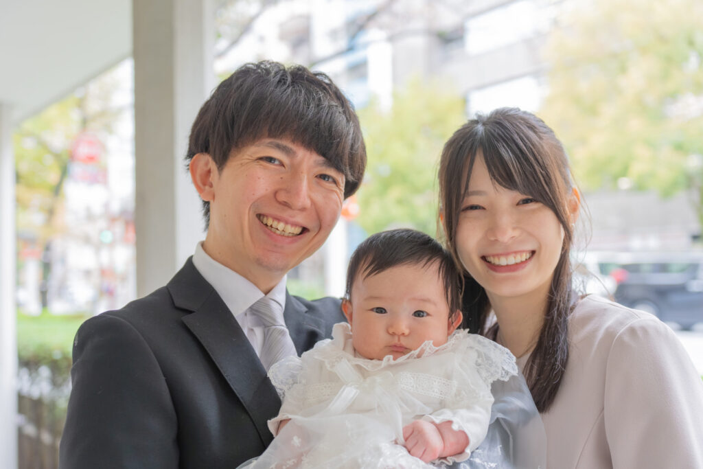 水天宮雨の日の出張撮影で1階ので家族写真