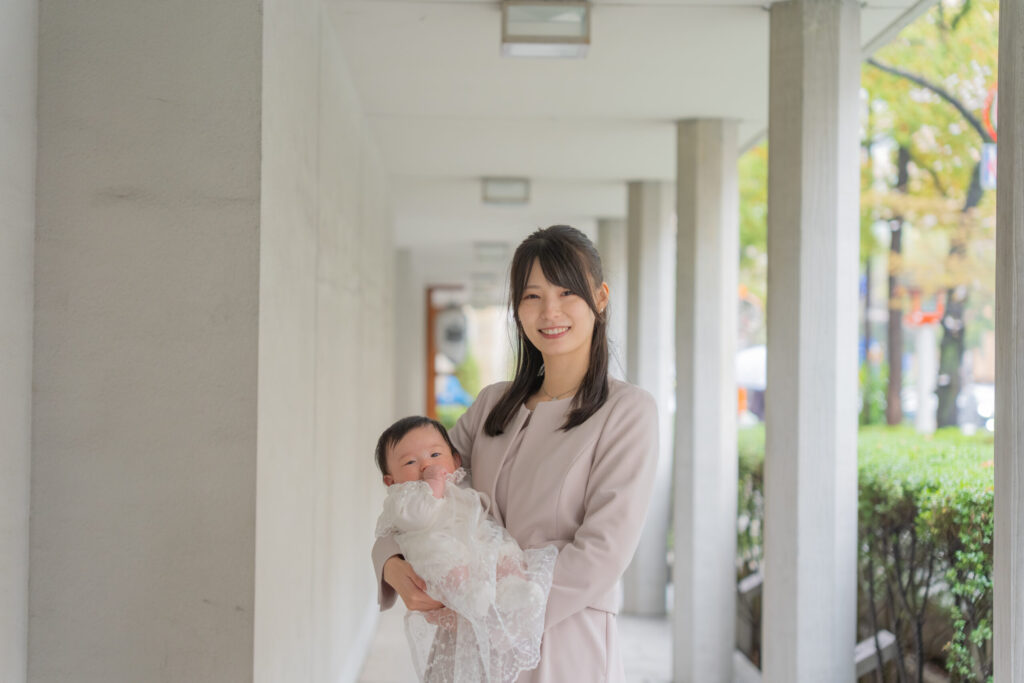 水天宮雨の日の出張撮影で1階ので家族写真