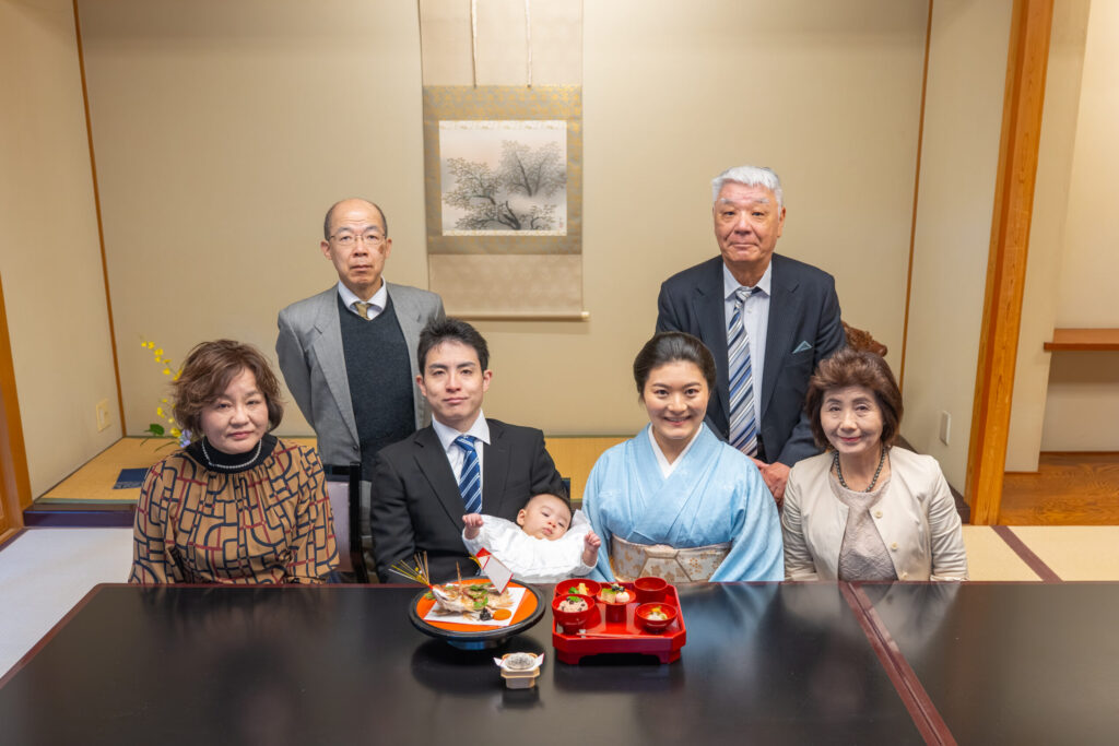 水天宮 お宮参り 源氏香 お食い初め 家族写真 全員集合