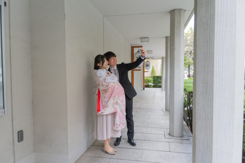 水天宮雨の日の出張撮影で1階ので家族写真