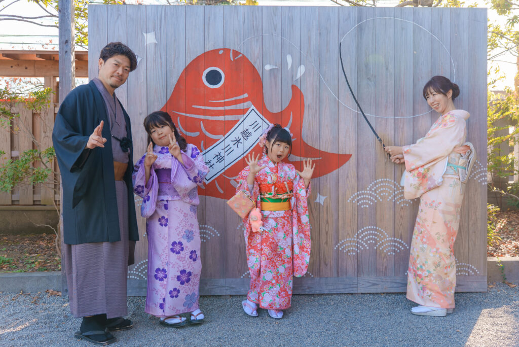 川越氷川神社七五三出張撮影家族写真