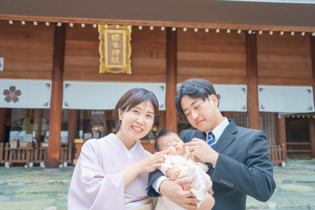 櫻木神社お宮参り出張撮影家族写真