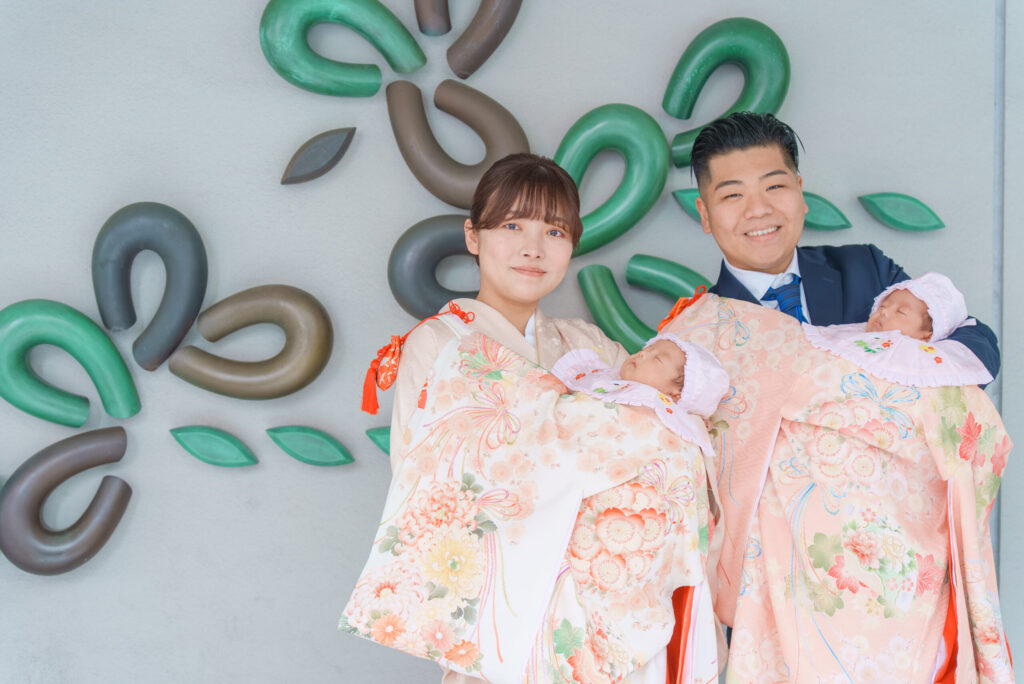 水天宮で女の子双子のお宮参り出張撮影