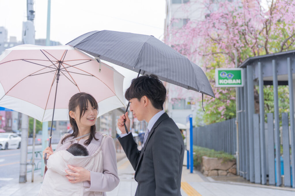 水天宮雨の日の出張撮影で1階ので家族写真