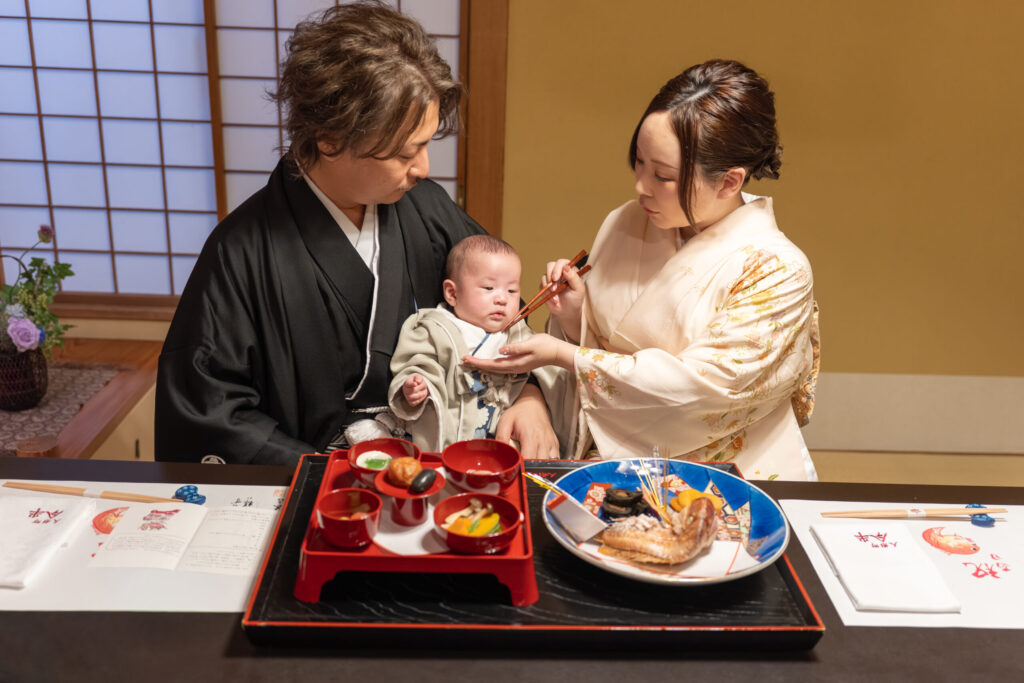 水天宮の後に今半本店でお食い初め