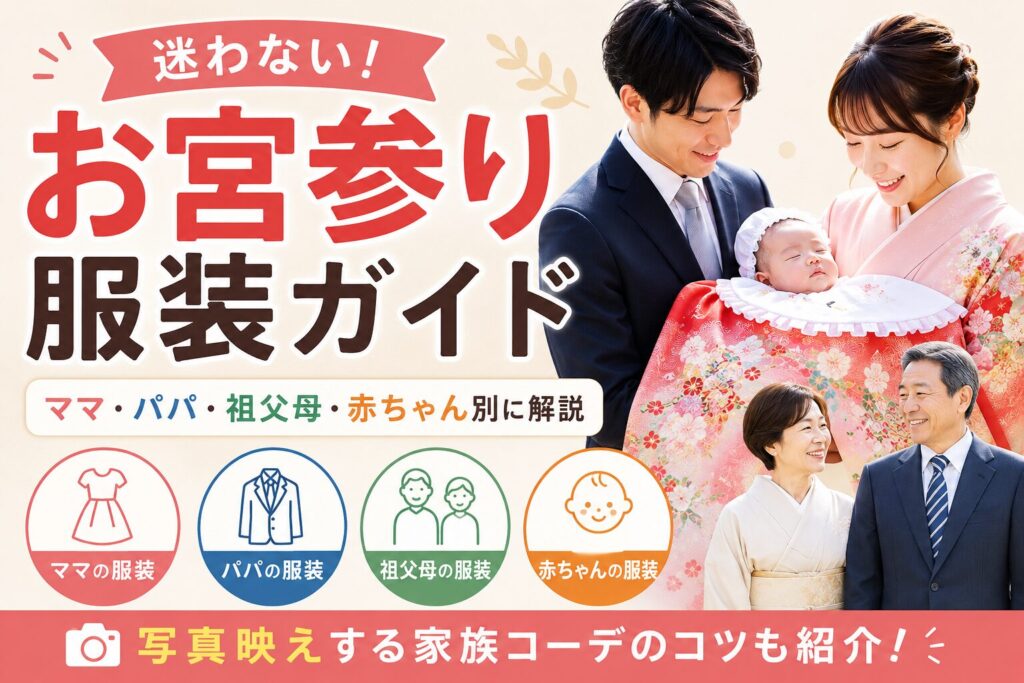 お宮参りの服装完全ガイド|赤ちゃん・ママ・パパ・祖父母の選び方
