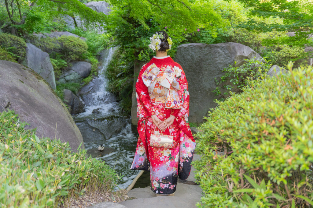 目白庭園の日本庭園で撮影した成人式前撮り写真