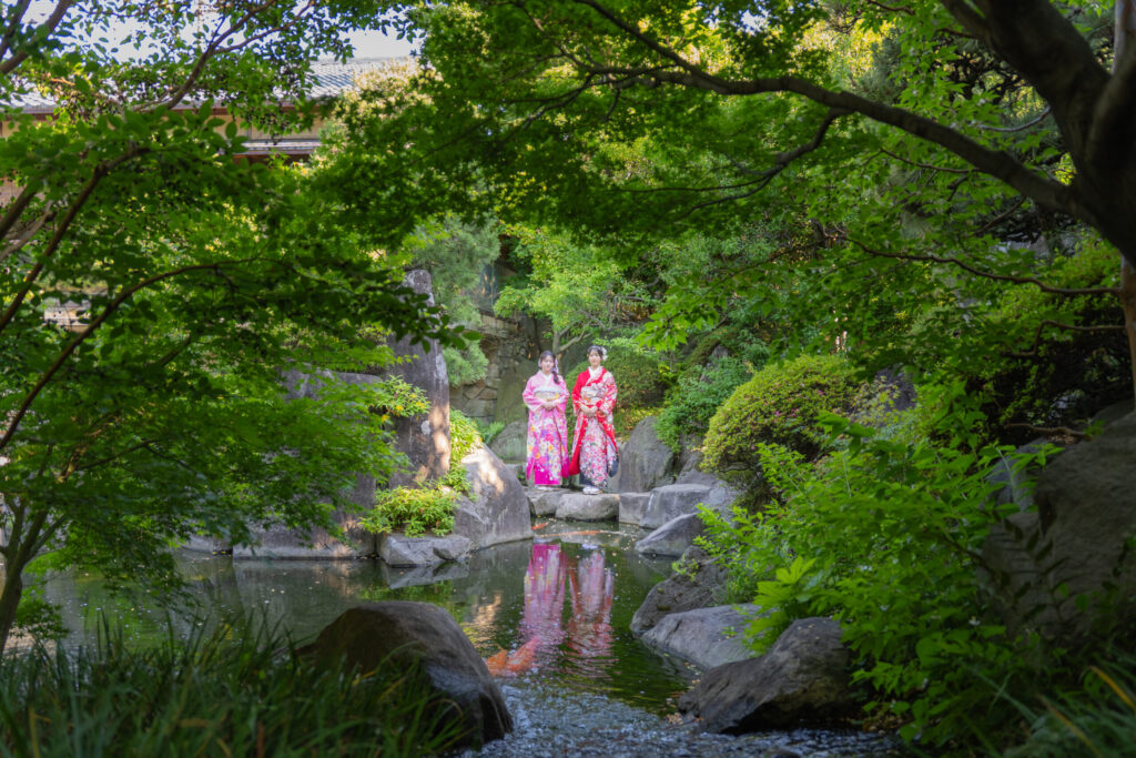 目白庭園の日本庭園で撮影した成人式前撮り写真