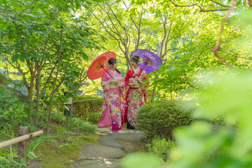目白庭園の日本庭園で撮影した成人式前撮り写真