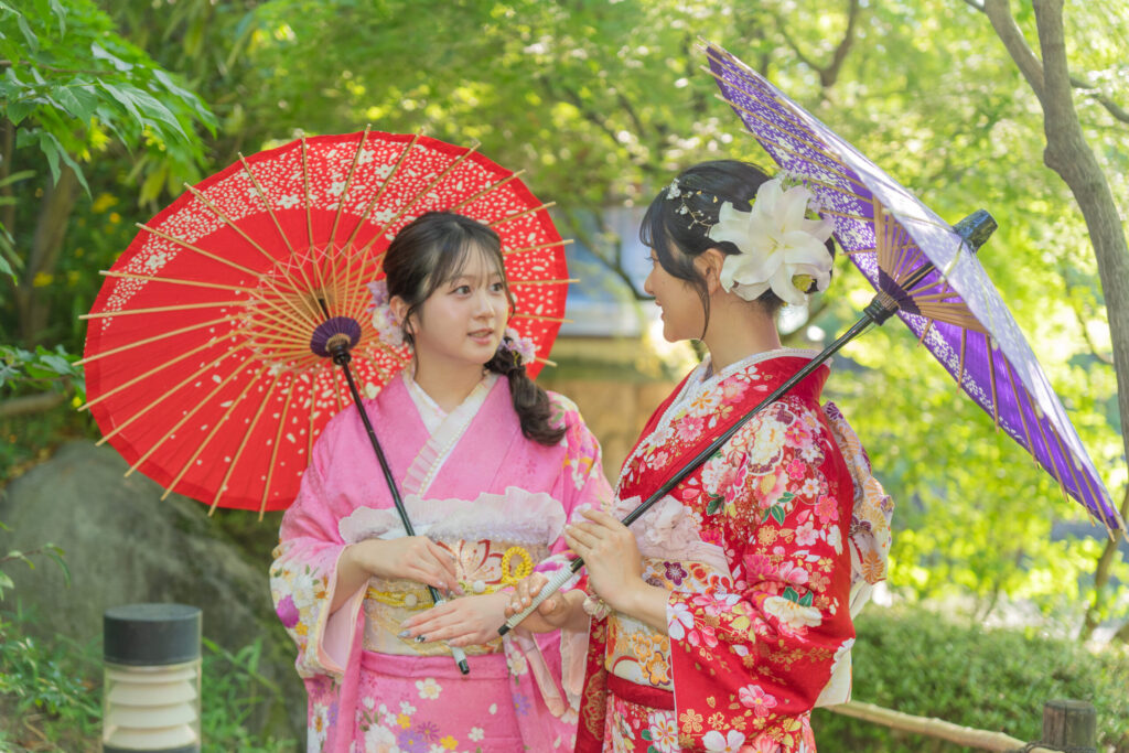 目白庭園の日本庭園で撮影した成人式前撮り写真