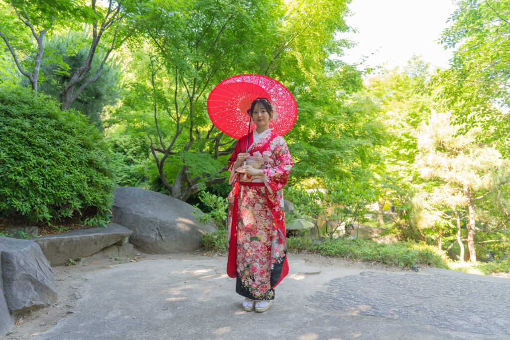 目白庭園の日本庭園で撮影した成人式前撮り写真