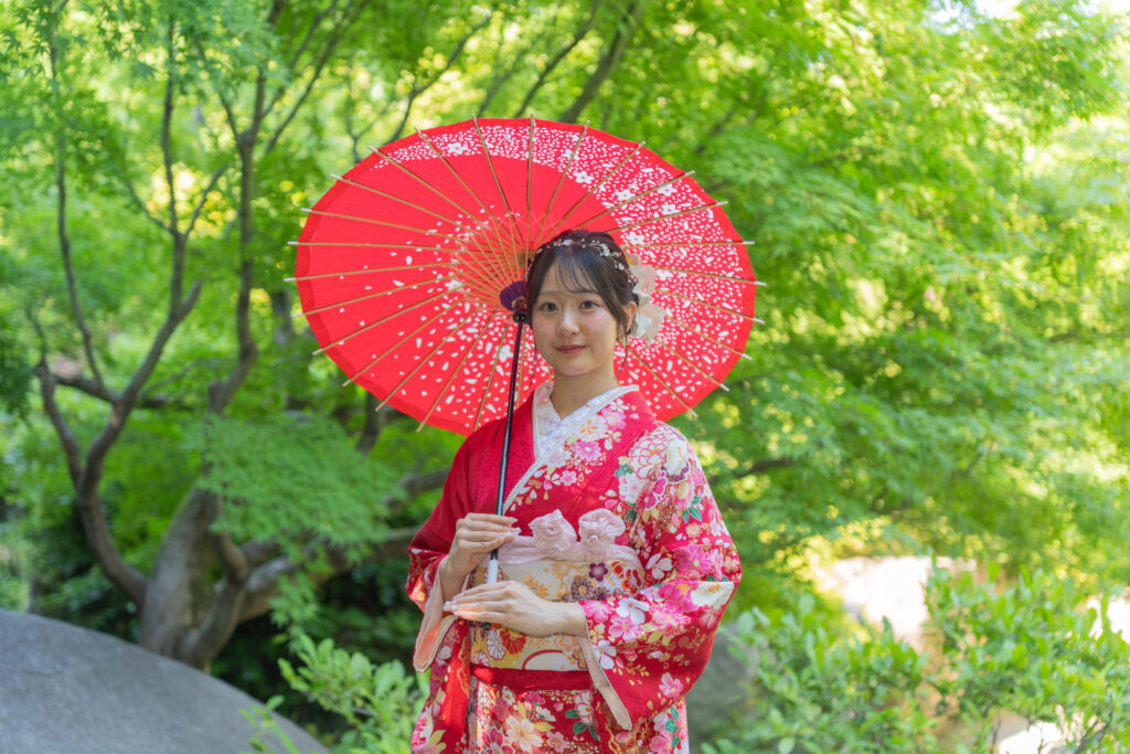 目白庭園の日本庭園で撮影した成人式前撮り写真