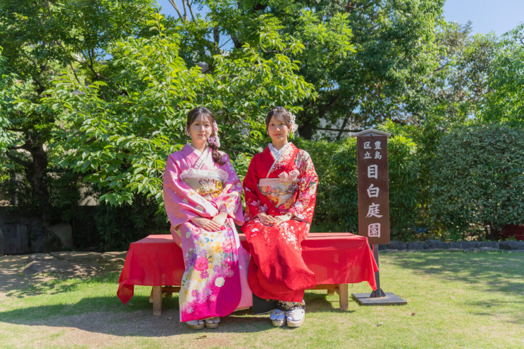 目白庭園の日本庭園で撮影した成人式前撮り写真